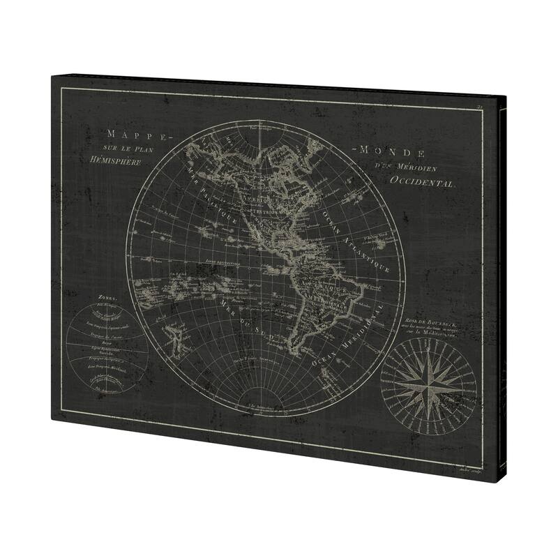 Mappemonde Etching v2 (36 x 27) Canvas Art Print - Small