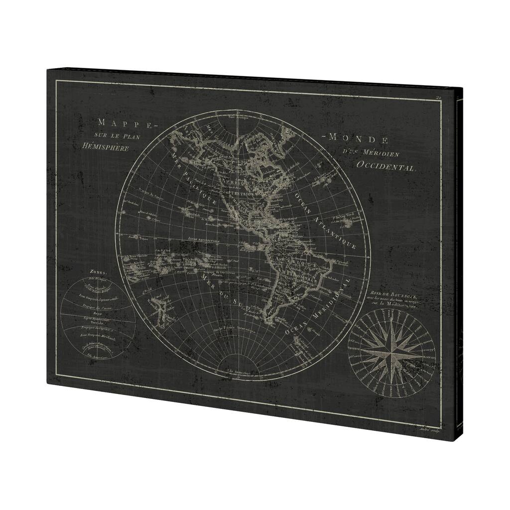 Mappemonde Etching v2 (56 x 42) Canvas Art Print