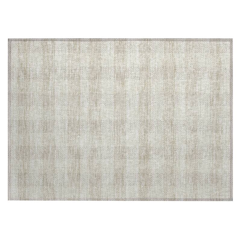 Machine Washable Indoor/ Outdoor Chantille Plaid Stripe Rug