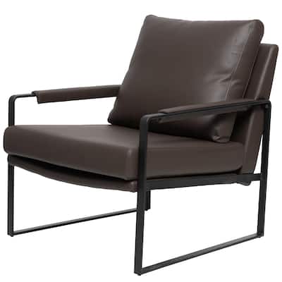 Mid-Century Modern Leather Club Lounge Accent Chair