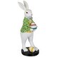 preview thumbnail 1 of 5, Rabbit Holding Easter Egg Outdoor Garden Statue - 11.5" - White