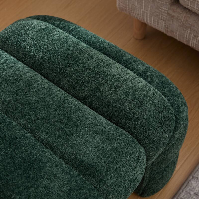 69.7" W Modern Chenille Bedroom Entryway Bench with Wood Legs