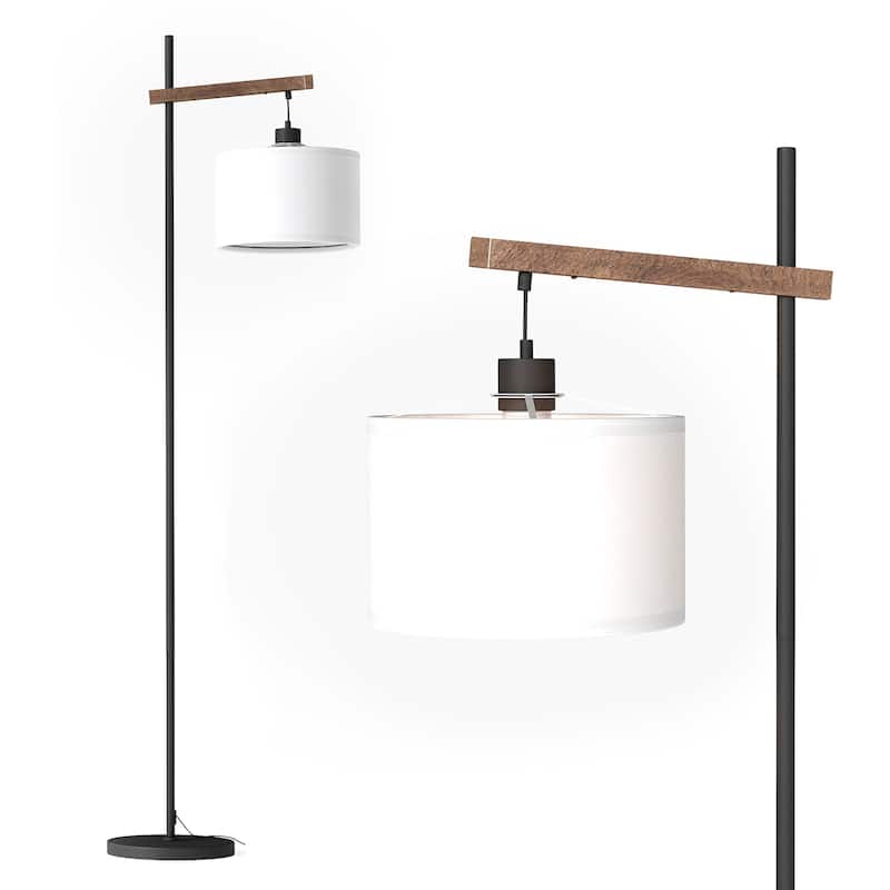 61" Wood Arched Floor Lamp With Pedal Switch, Soft Eye-Protection Light