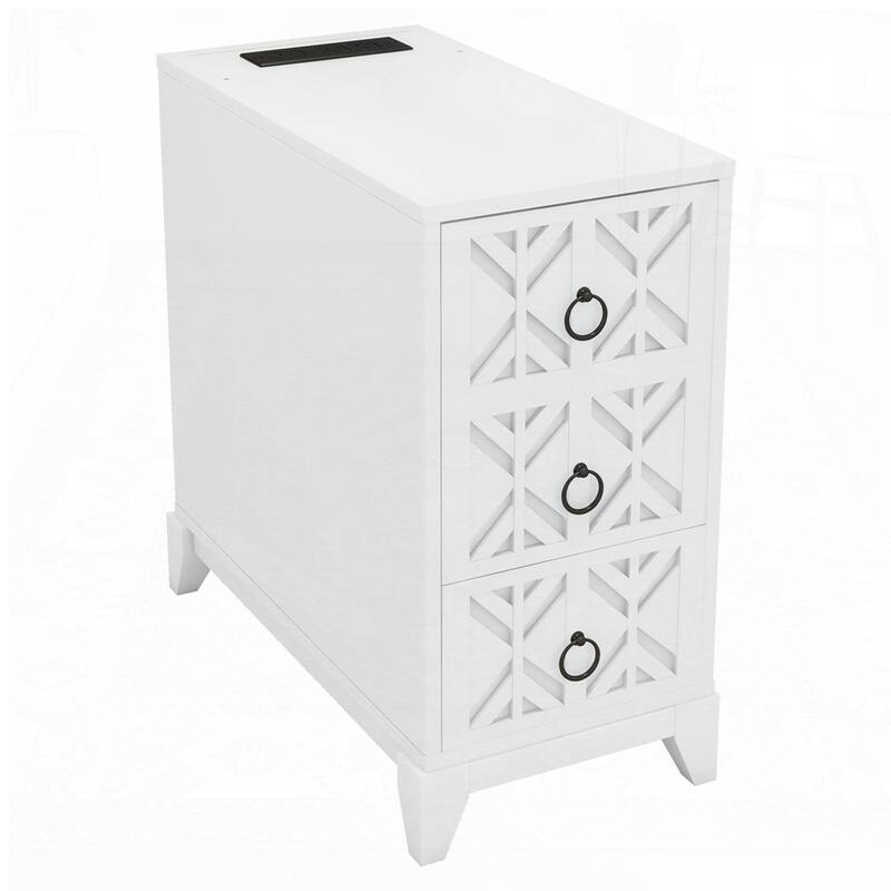 3 Drawers NightStand Corner Table with 2 Open Shelves