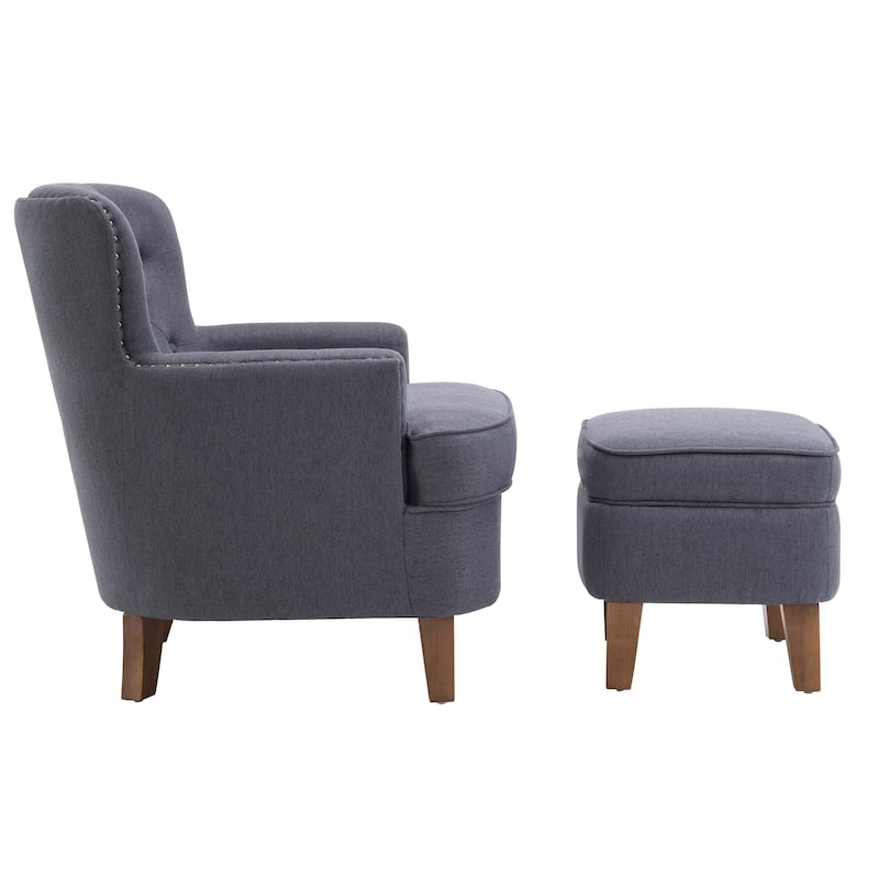 Porthos Home Idir Accent Chair, Fabric Upholstery, Rubber Wood Legs