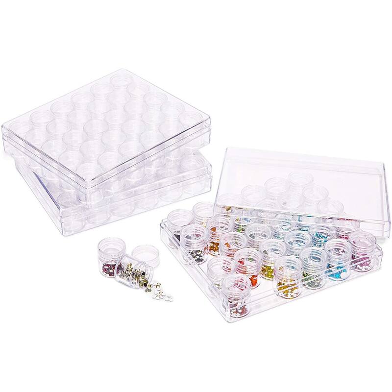 3 Clear Bead Storage Containers, 90 Jars for Diamond Painting (93 Pieces)