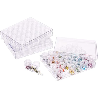 3 Clear Bead Storage Containers, 90 Jars for Diamond Painting (93 Pieces)
