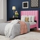 preview thumbnail 20 of 88, AUFANK Upholstered Platform Bed Frame with Headboard Wooden Slats Support Pink - Twin