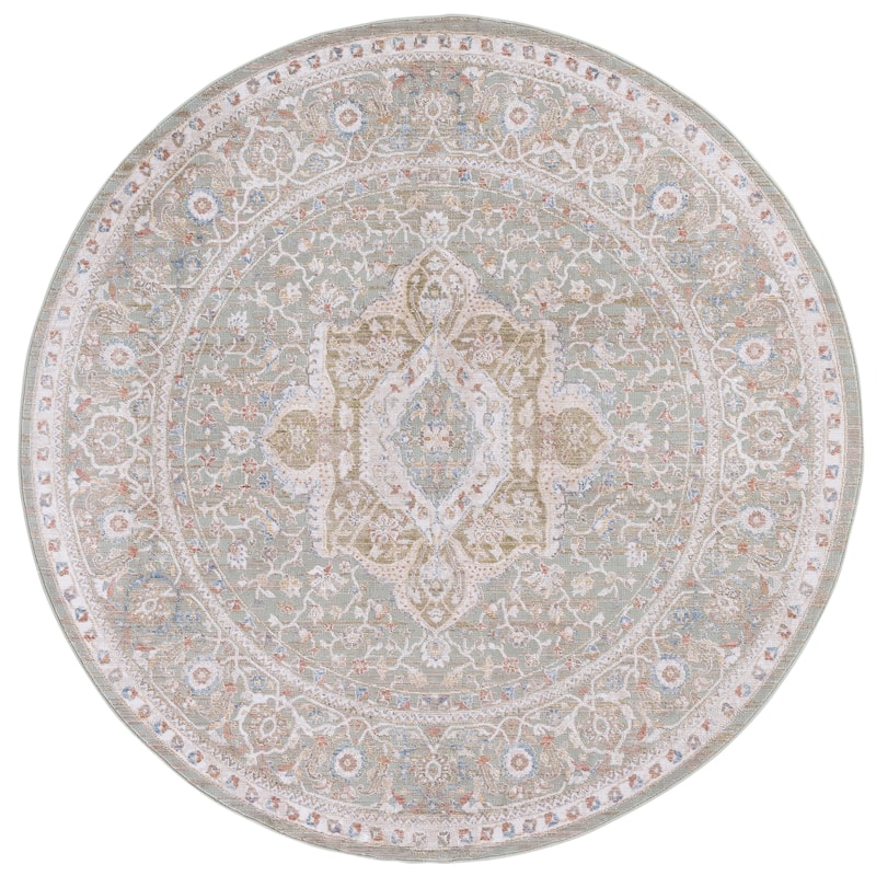 SAFAVIEH Elwood Jeka Modern Abstract Rug - 6'5" Round - Olive/Beige