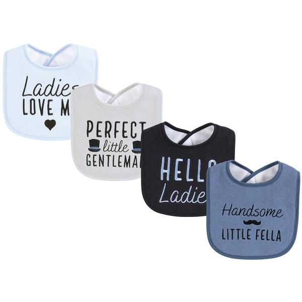slide 1 of 1, Hudson Baby Infant Boy Cotton Terry Drooler Bibs with Fiber Filling, Handsome Fella, One Size - Handsome Fella - One Size One Size - Handsome Fella