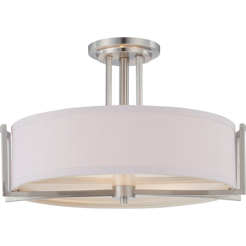 Nuvo Lighting 60/4758 Gemini 3 Light 18-3/8" Wide Semi-Flush Drum - Brushed Nickel