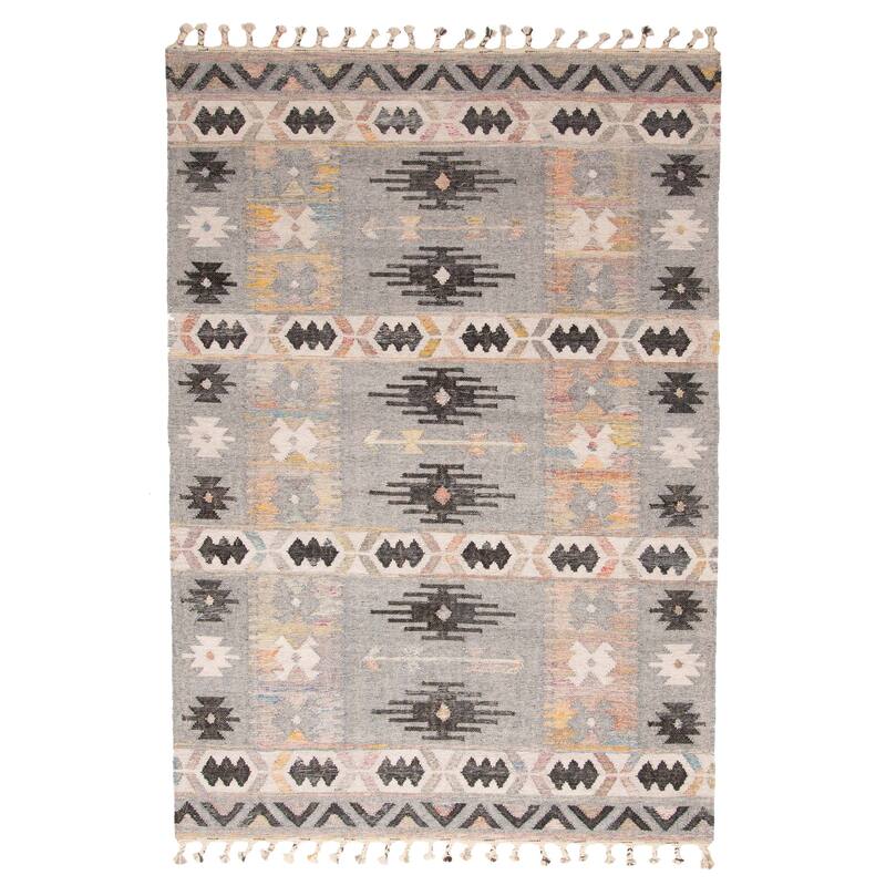 ECARPETGALLERY Flat-Weave Ankara FW Grey Wool Kilim - 5'3 x 7'7