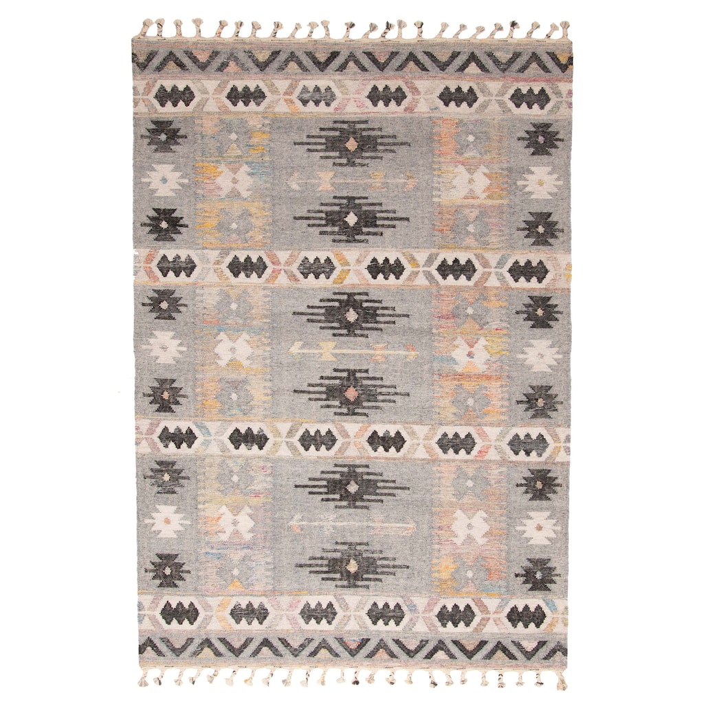 ECARPETGALLERY Flat-Weave Ankara FW Grey Wool Kilim - 5'3 x 7'7