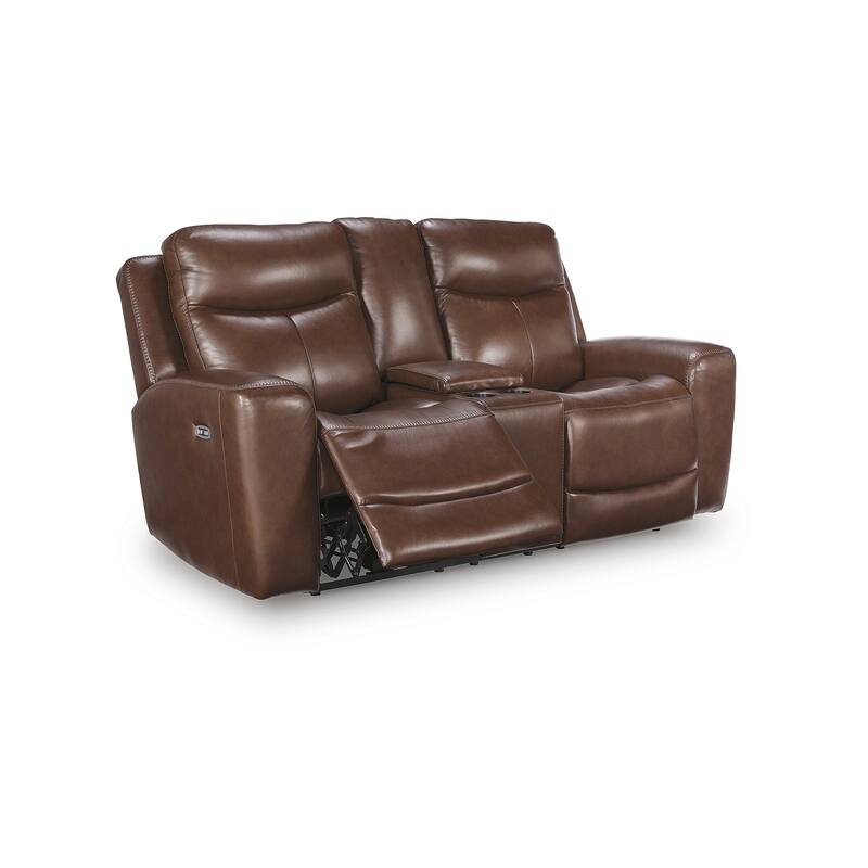 Signature Design by Ashley Mighty Moves Brown Power Reclining Loveseat with Console - 78" W x 40" D x 42" H