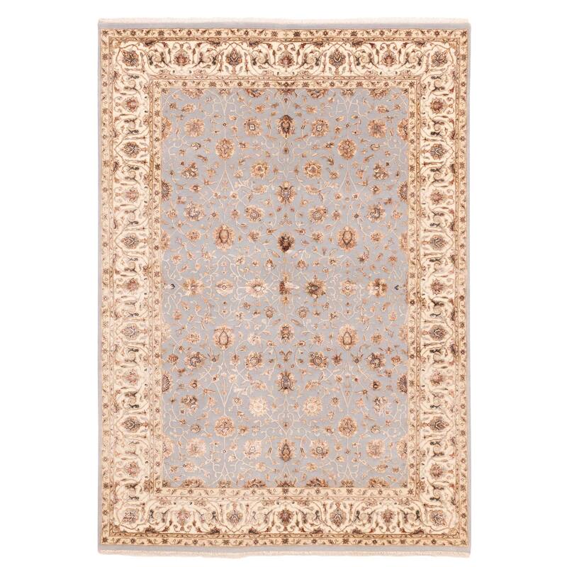 ECARPETGALLERY Hand-knotted Mirzapur Grey Viscose, Wool Rug - 5'8 x 7'11