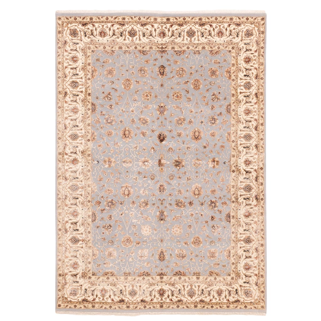 ECARPETGALLERY Hand-knotted Mirzapur Grey Viscose, Wool Rug - 5'8 x 7'11