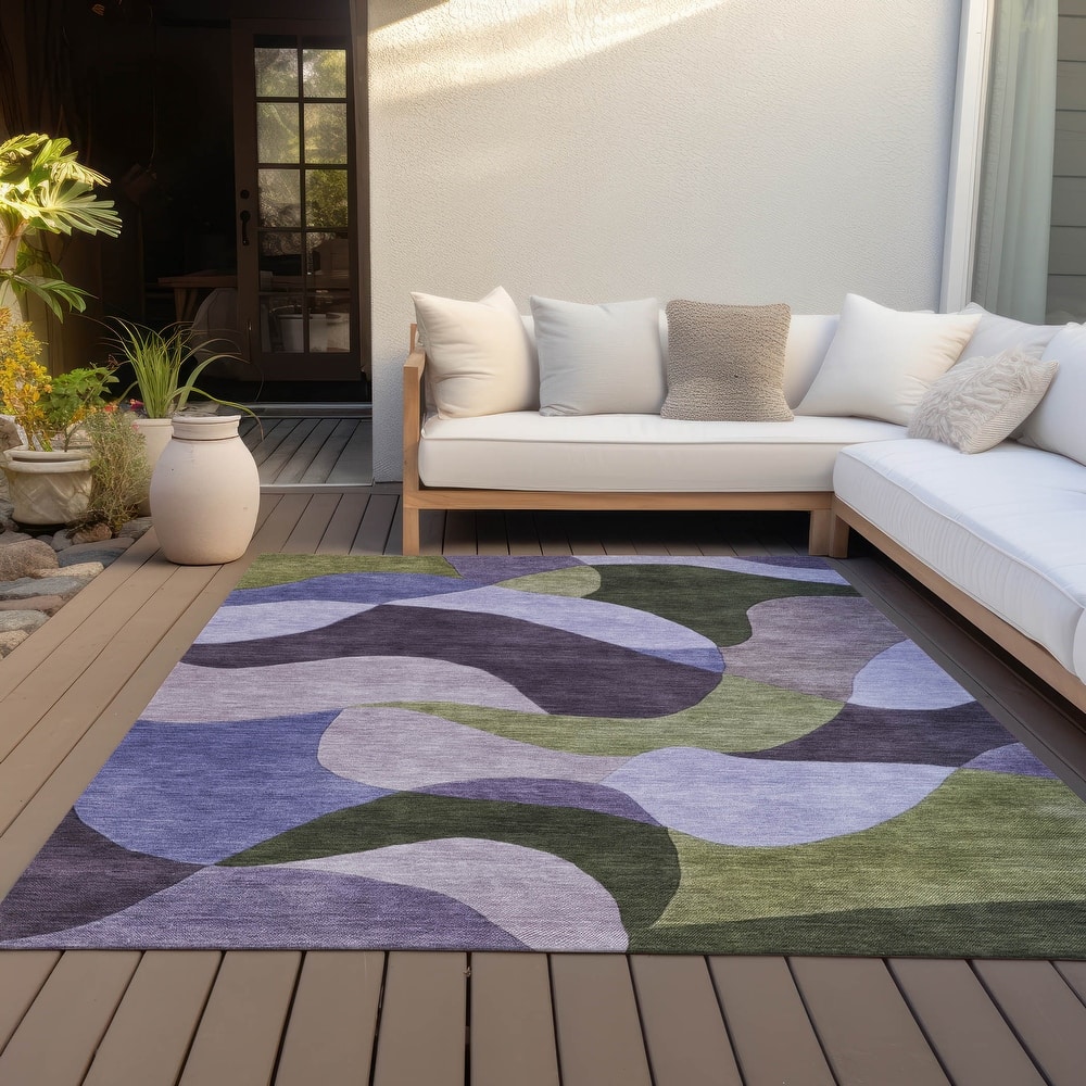 Machine Washable Indoor/Outdoor Modern Century Chantille Rug