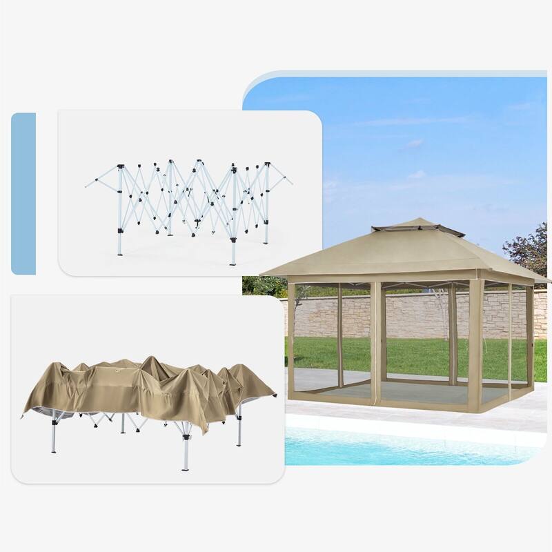 AVAWING 12x12 ft Khaki Pop-up Canopy Party Tent with Sidewalls