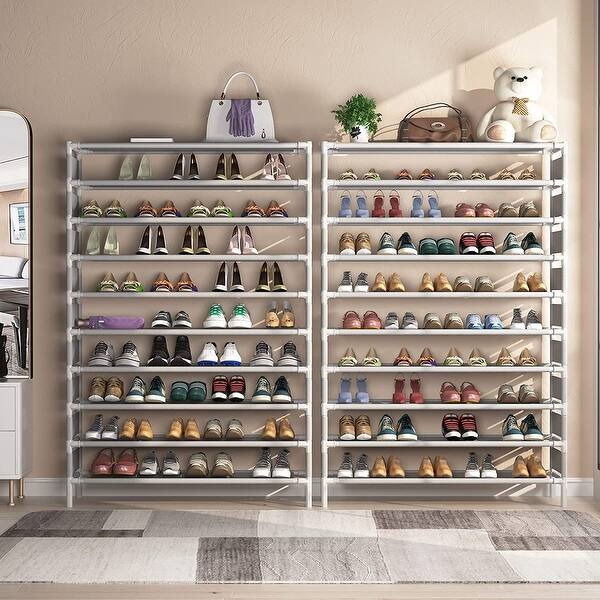 10 Tiers 50 Pair Metal Shoe Rack Shoe Shelf