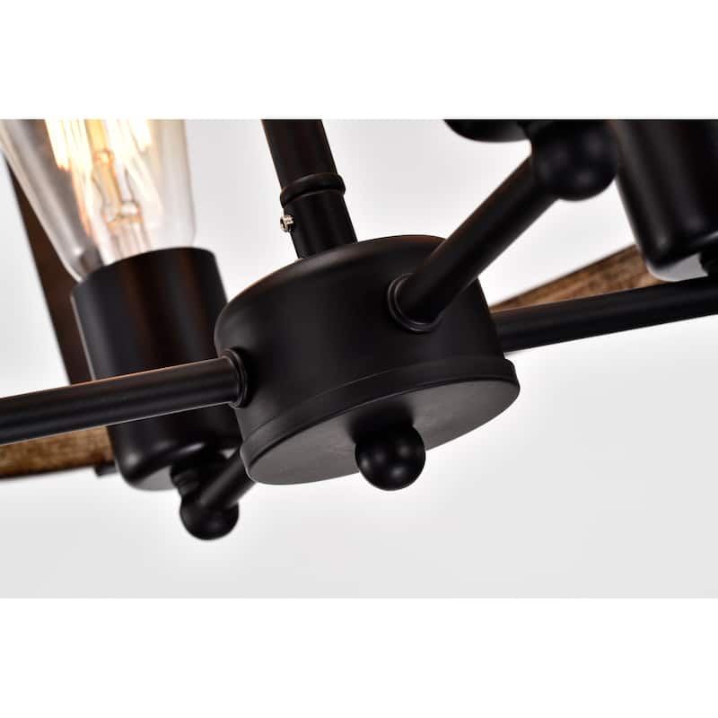 Teeger Matte Black 4-Light Open Metal Cage Semi-Flush Mount