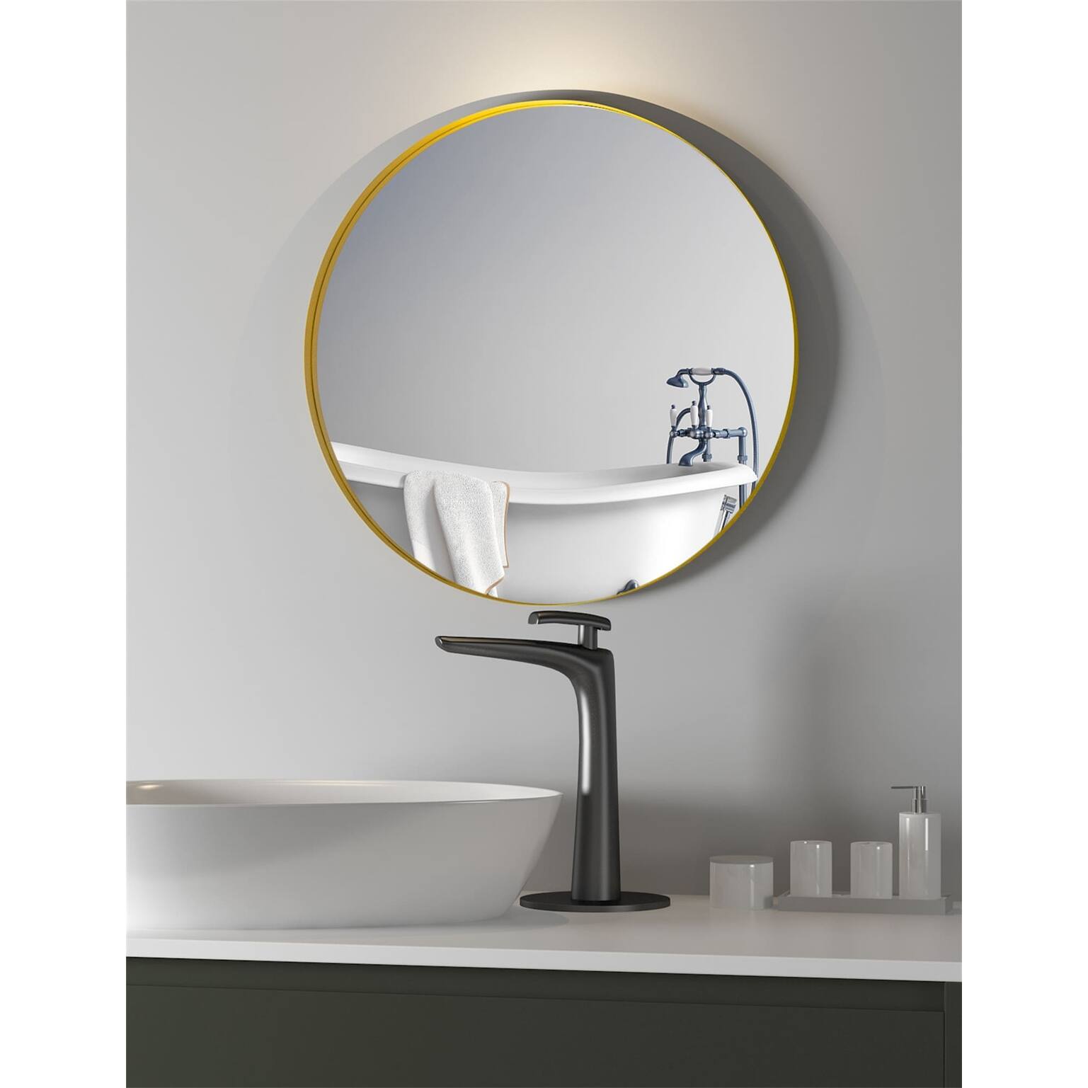 32 Inch Round Mirror Wall Mounted Circle Mirror with Aluminum Alloy