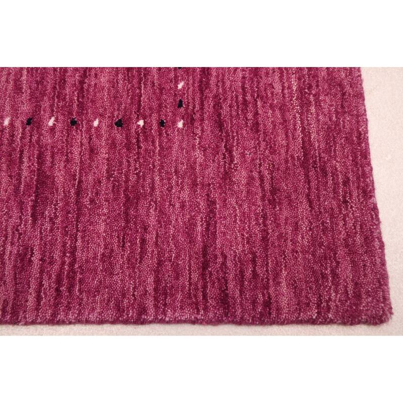 ECARPETGALLERY Hand Loomed Kashkuli Gabbeh Dark Magenta Wool Rug - 5'0 x 7'9