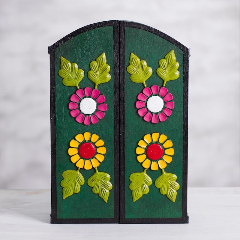 Novica Handmade Party In The Cemetery Ceramic Retablo