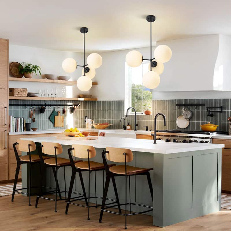Black or Gold Modern Sputnik Glass Globe Bubble Chandelier Pendant Light for Dining Room, Kitchen, Living Room, Foyer