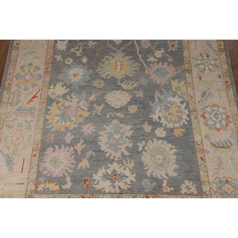 Oushak Turkish Area Rug Vegetable Dye Floral Handmade Wool Carpet - 8'0" x 9'10"