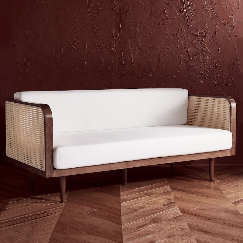 SAFAVIEH Home Helena French Cane Daybed - 75"W x 33"D x 31"H - Walnut/Natural