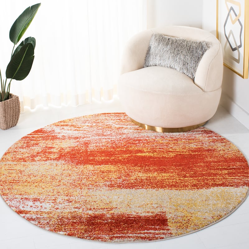 SAFAVIEH Adirondack Brynn Modern Abstract Rug - 6' x 6' Round - Rust/Gold