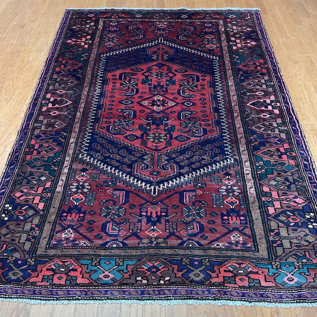 HERAT ORIENTAL Hand-knotted Tribal Hamadan Wool Rug - 4'8 x 7'1