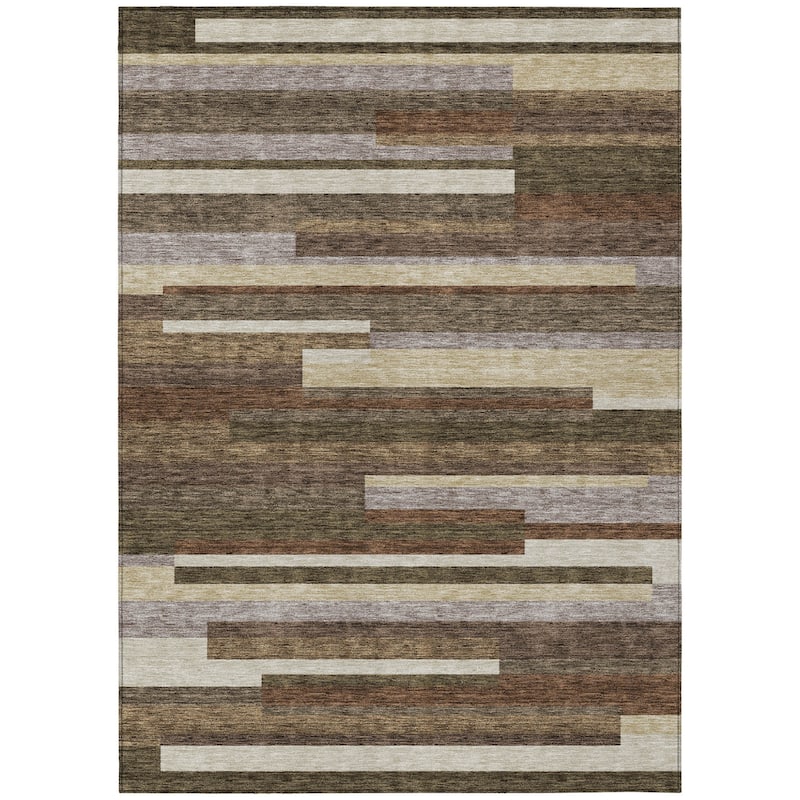HomeRoots Striped Transitional Rectangle Outdoor Rug