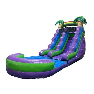 Pogo Bounce House Crossover Kids Inflatable Water Slide, Purple Marble with Blower, 15 ft