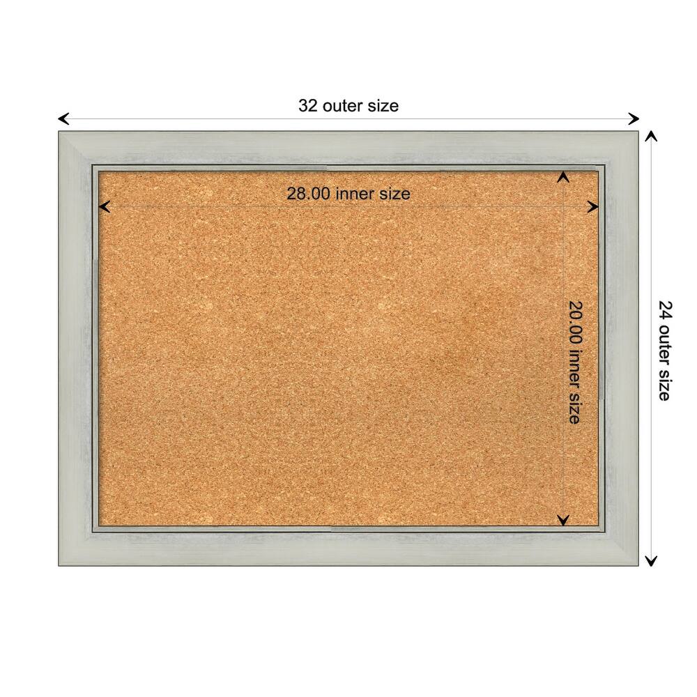 Flair Silver Patina Framed Natural Corkboard Bulletin Board