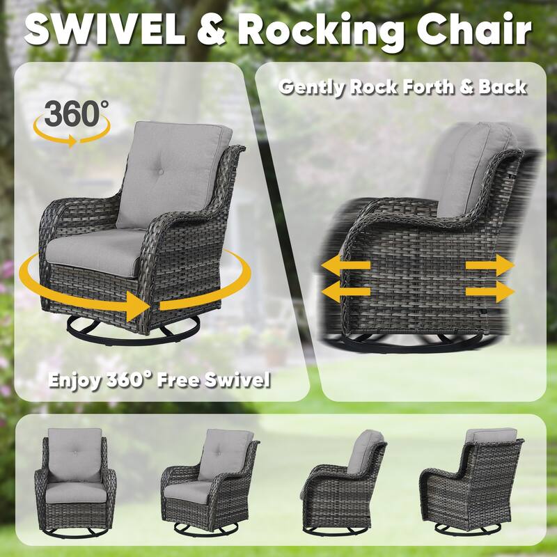 Pocassy Swivel Chairs Glider Chair with Cushion