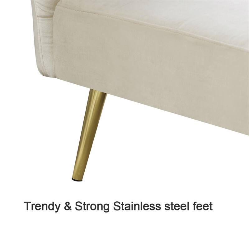 Velvet Futon Sofa Bed with Folded Armrests