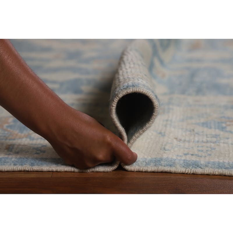 Hand Knotted Oriental 100% Wool Carpet Transitional All-Over Navy Blue & Blues Oushak Area Rug - 12' 5'' X 9' 9''