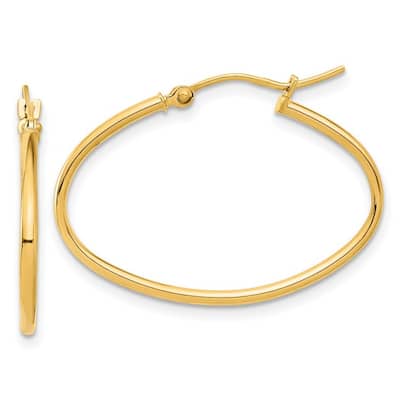 Curata 14k Yellow Gold Polished 1.50mm Oval Hoop Earrings - 22.7x31.5mm 1.5mm