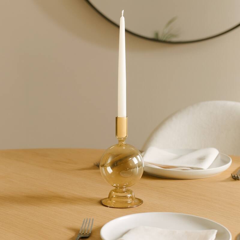 Modern Candle Holder with Round Bubble Sculptural Base - 4" x 4" x 7"