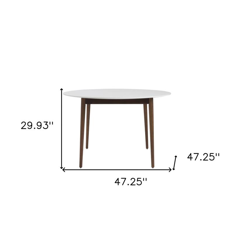 HomeRoots 47" White and Brown Rounded Dining Table