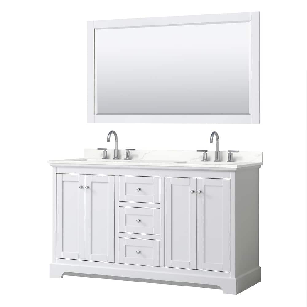 Avery 60-inch Double Vanity, Quartz Top, 58-inch Mirror