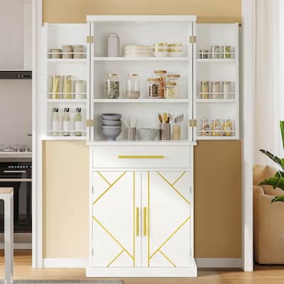 Moasis 72" Tall Kitchen Pantry Storage Cabinet with 4 Door and Drawers