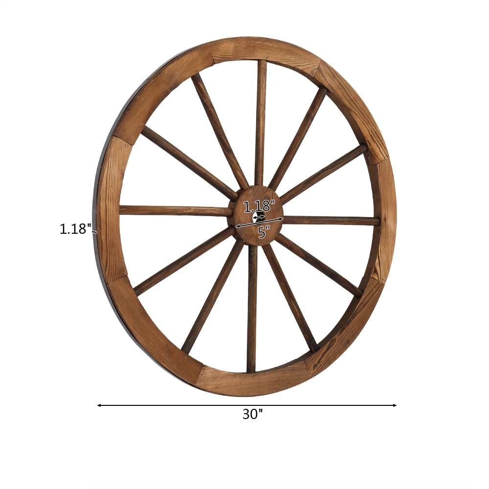 Wagon Wheel 30 Inch Red Wash Country Decor Wall Decoration Solid Pine 