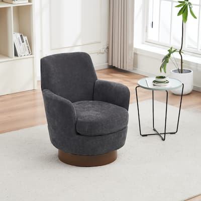 Polyester Swivel Barrel Accent Reading Chair Armchair for Living Room Bedroom Comfy Round Barrel with Gold Stainless Steel Base