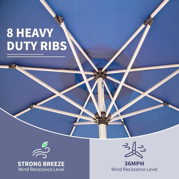 11 heavy duty wind resistant outdoor patio table umbrella 3 Tiers Umbrella Blue / 11FT Designed for patios Crestlive Products 11-ft Aluminum Tan