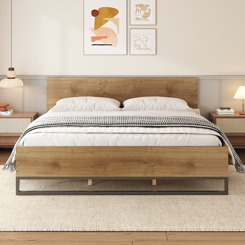 Wood Bed Frame Platform Bed for Bedroom