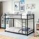 preview thumbnail 2 of 6, Black Twin over Twin Size Metal Bunk Bed Frame with Safety Guard Rails