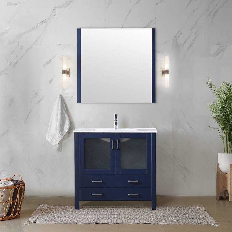 Volez Bath Vanity and White Ceramic Top - 36 - Navy Blue