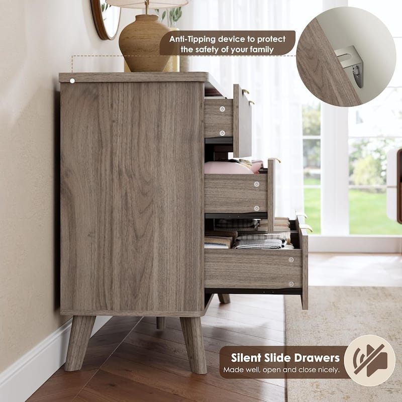 Modern Fluted 6 Drawers Dresser TV Stand for Living Room, Bedroom